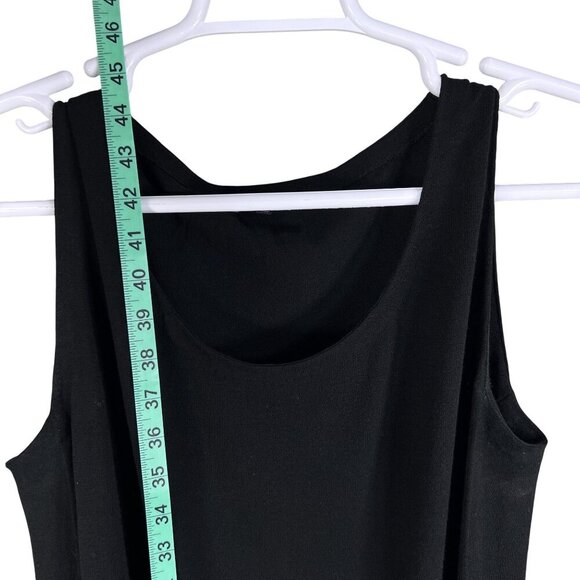 Lafayette 148 New York XL Black Sleeveless Shift Dress Lattice Hem Minimalist - Picture 11 of 14